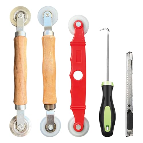 Screen Repair Kit & Window Screen Replacement Kit with Spline Roller Tool, Spline Removal Hook, Screen Cutter - Easy to Use 5-in-1 Tool for Screen Door Repair, Windows, Patio & Sliding Doors - size: 5 in 1