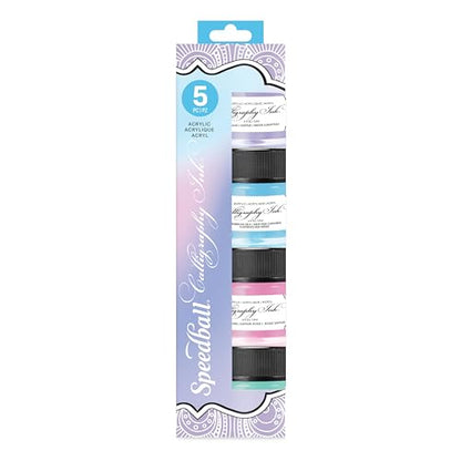 Speedball Acrylic Calligraphy Iridescent Ink 5 Piece Set