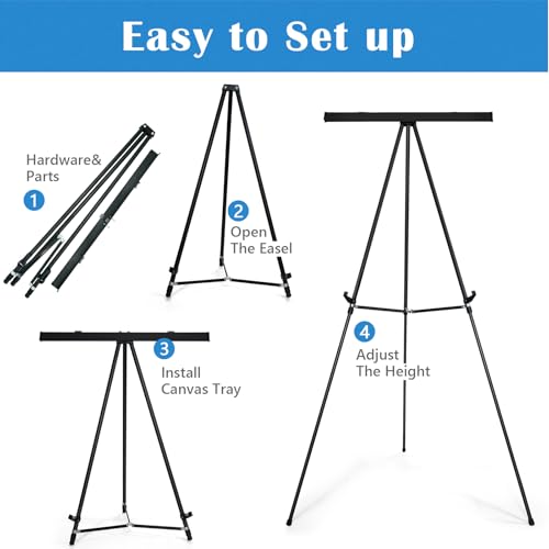 Falling in Art Aluminum Flip Chart Easel Stand, 63 1/2'', Black 10 Pack | Presentation Easel with Adjustable Floor for Boardroom, Whiteboard, Paper Pads, Signage - style: Black 10-Pack
