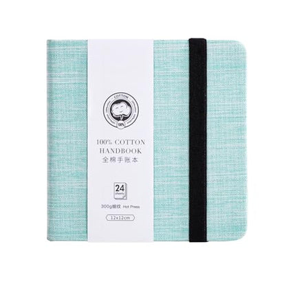 Lightwish Square Watercolor Journal,100% Cotton,300gsm/140lb,Acid-Free,24 Sheets Hot Press Watecolor Sketchbook for Artists Adults Students,4.7 * 4.7 Inches(Light Green) - color: Light Green
