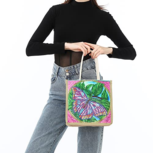 DOOSAI Diamond Painting Canvas Tote Bags 4 Pack Boho Diamond Dots Art Kits Shoulder Bags 5D DIY Handbags Handmade Gifts Reusable Shopping Bags with Handle for Women Adults(Bird Butterfly Mandala Love) - color: 4 Pack Birds Butterfly Mandala-Flower Love