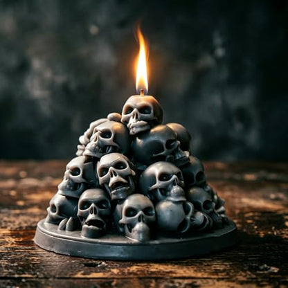 Wehous Stacked Skull Candle Molds for Candle Making, Cool Halloween Skull Silicone Molds for Epoxy Resin Casting Concrete Candle Soap Wax Mold, 3D Chocolate Cake Fondant Halloween Ornament Mold - color: Skull