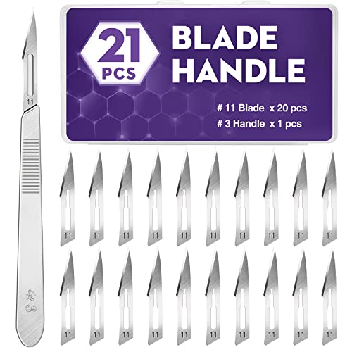 YixangDD 21PCS 20 Scalpel Blades with #11 Scalpels Surgical Sterile Blades - color: 21 Pcs Handle and Blades #11