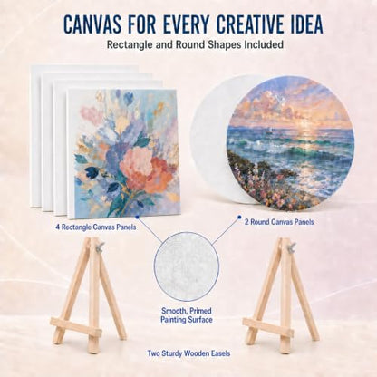 Hdviai Sip and Paint Kit for Couples, 56-Piece Set with Easels and Canvas - size: 58Pack 8 x 10inch