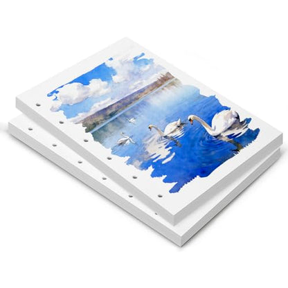 Watercolor Paper Refill-5.1 x 3.0 in, 2-Pack – 100% Cotton 140LB (300GSM) Acid-Free Cold Press Paper, 20 Sheets per Pad (40 Pages Total), for Painting, Sketching & Mixed Media - size: 5.1 x 3.0 in