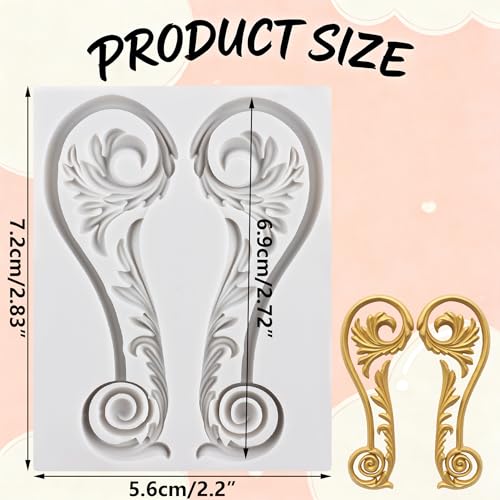 Baroque Relief Polymer Clay Molds Baroque Scroll Lace Silicone Mold | Epoxy Resin Casting DIY Crafts Air Dry Polymer Crafts Supplies Clay Tools - color: Style K