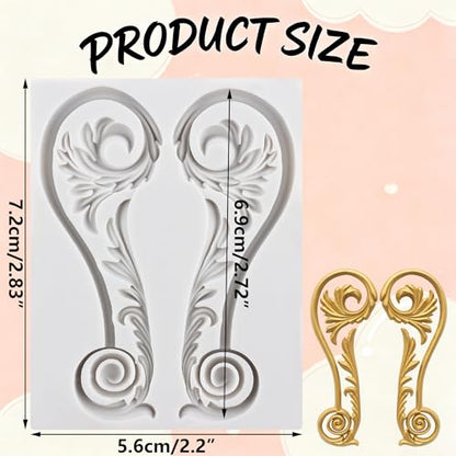 Baroque Relief Polymer Clay Molds Baroque Scroll Lace Silicone Mold | Epoxy Resin Casting DIY Crafts Air Dry Polymer Crafts Supplies Clay Tools - color: Style K