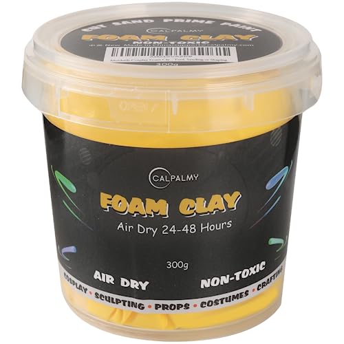 Moldable Cosplay Foam Clay Yellow Colors (300g) – High Density and Quality for Intricate Designs | Air Dries to Perfection for Cutting with a Knife or Rotary Tool, Sanding or Shaping - color: Yellow, size: 300g