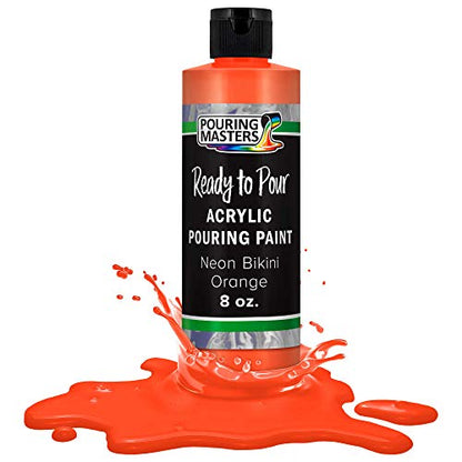 Pouring Masters Neon Bikini Orange Ready to Pour Acrylic Pouring Paint - Premium 8-Ounce Pre-Mixed Fluid Acrylic Paint - Fluid Art Supplies for Canvas, Wood, Paper, Tile & Rocks - color: Neon Bikini Orange