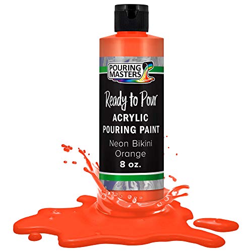 Pouring Masters Neon Bikini Orange Ready to Pour Acrylic Pouring Paint - Premium 8-Ounce Pre-Mixed Fluid Acrylic Paint - Fluid Art Supplies for Canvas, Wood, Paper, Tile & Rocks | Premium, Pre-Mixed Fluid Acrylic Paint - Fluid Art Supplies for Canvas, Woo