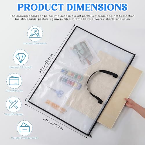 Shinylin 24 x 36 Inches Large Art Portfolio Bag, Portfolio Folder for Artwork with Zipper and Handle, Poster Storage Bag Mesh Folder Organizer for Poster, Scrapbook, Keepsake and Bulletin Board