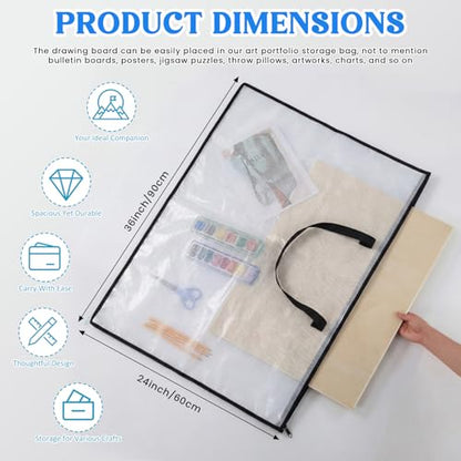 Shinylin 24 x 36 Inches Large Art Portfolio Bag, Portfolio Folder for Artwork with Zipper and Handle, Poster Storage Bag Mesh Folder Organizer for Poster, Scrapbook, Keepsake and Bulletin Board