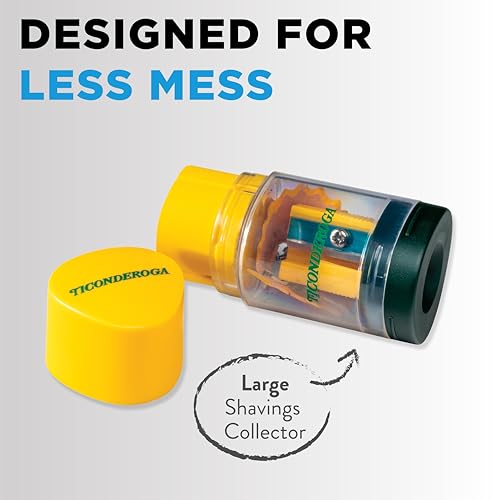 Ticonderoga Duo 2-in-1 Pencil Sharpener & Eraser, Yellow, 1 Count | Ideal for writing, drawing, schoolwork, classrooms and office use - size: 1 Count (Pack of 6)