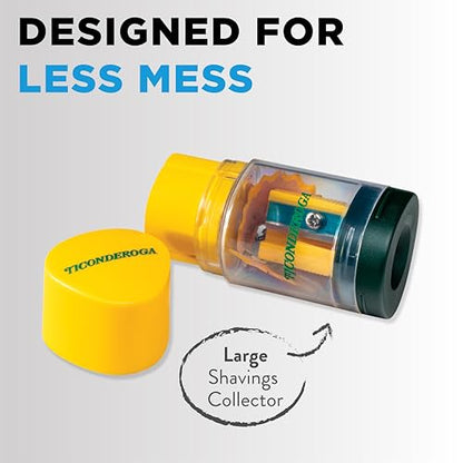 Ticonderoga Duo 2-in-1 Pencil Sharpener & Eraser, Yellow, 1 Count | Ideal for writing, drawing, schoolwork, classrooms and office use - size: 1 Count (Pack of 6)