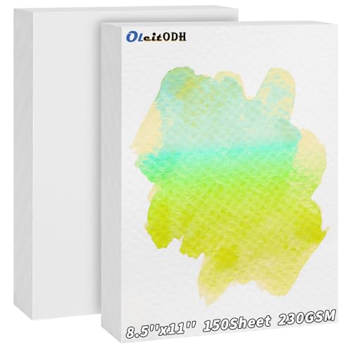 150 Sheets Cotton Watercolor Paper 8.5x11 Inch 230GSM Art Paper Bulk | Heavyweight Textured Painting Paper for Watercolor, Tempera, Finger Paints, Drawing, Art Class, Homeschool & DIY Crafts - style: 8.5x11in-110LB/230GSM