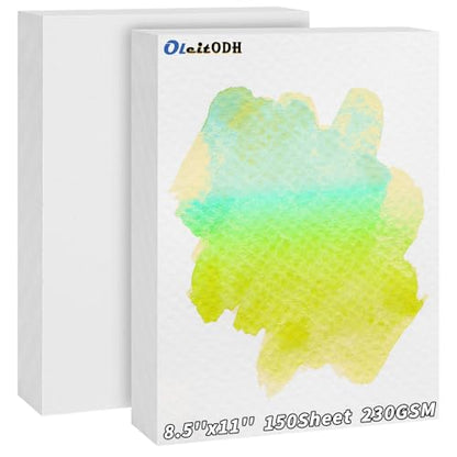 150 Sheets Cotton Watercolor Paper 8.5x11 Inch 230GSM Art Paper Bulk | Heavyweight Textured Painting Paper for Watercolor, Tempera, Finger Paints, Drawing, Art Class, Homeschool & DIY Crafts - style: 8.5x11in-110LB/230GSM