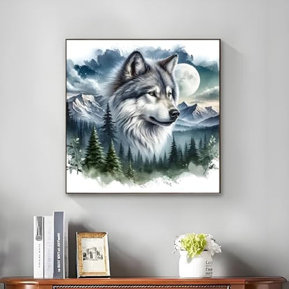 Shouruihua Wolf Diamond Painting Kits for Adults, Wolf Diamond Art Kits | Animal Gem Art, Diamond Dotz Kits, Diamond Dots, Wall Art, Adult Crafts, Full Round Drill Diamond Painting Kits, 11.8x11.8 in - color: Wolf
