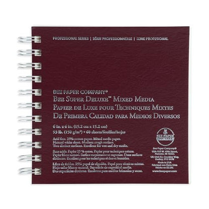 Bee Paper - 6"x 6" Super Deluxe Mixed Media Sketching Pad, 60 Sheets - size: 6-inch x 6-inch, 60 Sheet Wire Bound Pad