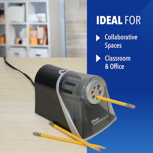 Westcott iPoint Evolution Axis Heavy Duty Electric Pencil Sharpener for Classroom, Black and Silver - size: Pack of 1, style: iPoint Evolution Axis