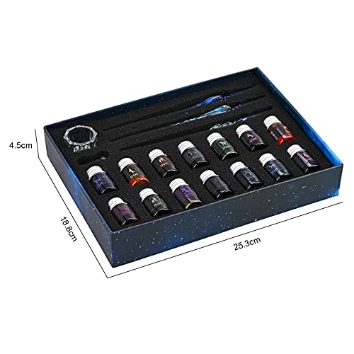 GOLDGE 19 Pieces Glass Dip Pen Ink Set