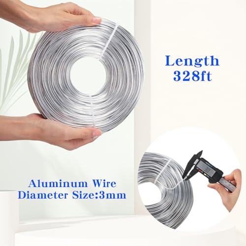 1 Roll Tecunite Aluminum Wire Craft Wire, 100 M X 3 mm, Silver - color: Silver, size: 100 M X 3 mm