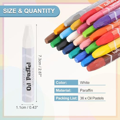 PATIKIL White Oil Pastels, 36Pcs Soft Oil Crayons Pastels Stick Vibrant and Creamy Art Supplies Bulk for Artists Beginners Art Painting Drawing Blending Graffiti Gallery - color: White