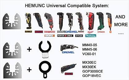 Oscillating Tool Blades, HEMUNC 5pcs Universal Semicircle Carbide Oscillating Multitool Saw Blades Accessories kit - size: 5PACK SEMICIRCLE CARBIDE