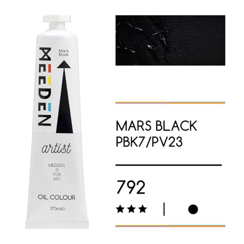 MEEDEN Artist Grade Oil Paint: Mars Black - 170ml/5.7oz Tube - Professional Art Paints for Canvas Painting - color: Mars Black, size: 5.7 Fl Oz (Pack of 1)