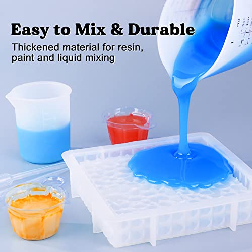 LET'S RESIN Silicone Measuring Cups, 450 ml and 100 ml Mixing Kit | Two-scale reusable silicone cups and stirring sticks are easy to clean for resin molds, pigments and glitter tumblers - size: 450ml