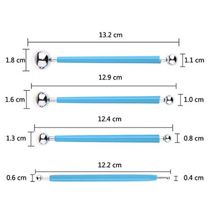 Ecjiuyi 9PCS Sculpting Tools,4PCS Double-Ended Metal Ceramic Clay Ball Stylus Dotting Tools and 5PCS 2 Way Silicone Polymer and Embossing Paper Flower Indentation Tool Set - color: blue