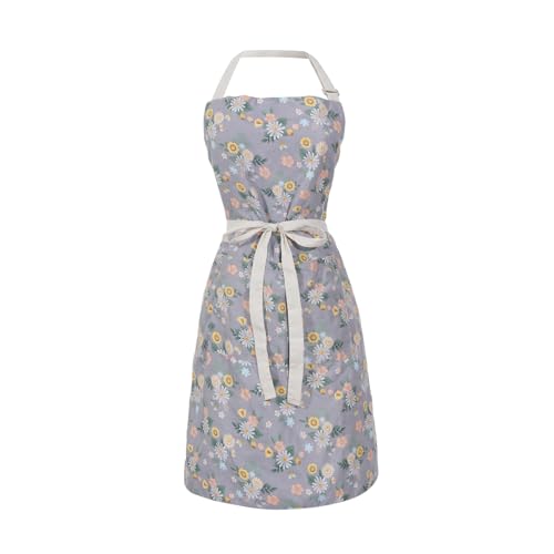 Aoomzoon Kitchen Aprons for Women with 2 Pockets,Double Sided Vintage Adjustable Apron for Gardening Cooking Arting Painting - color: Soft Mist Grey