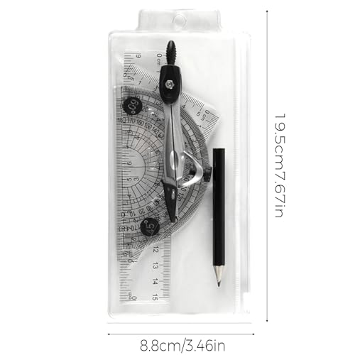 Protractor and Compass Set with Rulers,Compass Geometry Drawing Tool Set | All-in-One Rulers Compass Kit for Students and Technical Drawing
