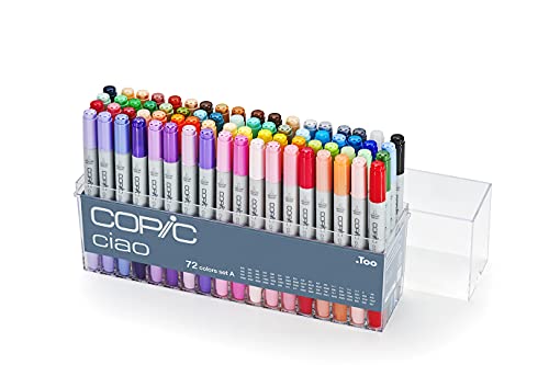 Copic Ciao, Alcohol Markers, 72 Colors, Dual Brush Tip Art Markers for Artists & Creators, Blendable Markers for Coloring Drawing & Illustration Art - Set A - color: Set a