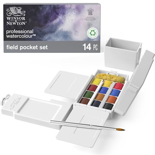 Winsor & Newton Professional Watercolor Paint Set, Field Pocket Box - style: Compact Set 12 Half Pan & Accessories