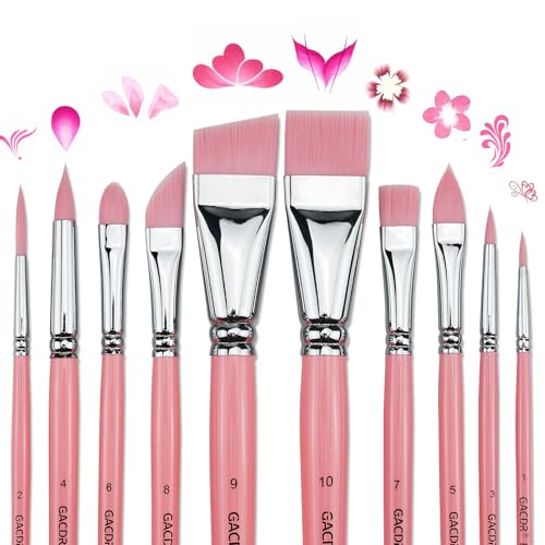 GACDR Face Paint Brush Set, 10 Pcs Professional Face & Body Paint Brushes | Artist Paint Brushes Halloween Cosplay Party Festival Makeup Acrylic Gouache Watercolor Oil Painting