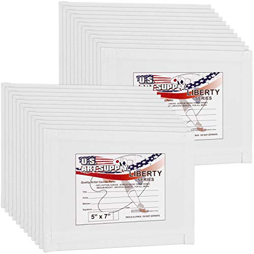 U.S. Art Supply 5 X 7 Inch Art Canvas Board Panels 24 Pack - 8 Ounce - size: 5" x 7"
