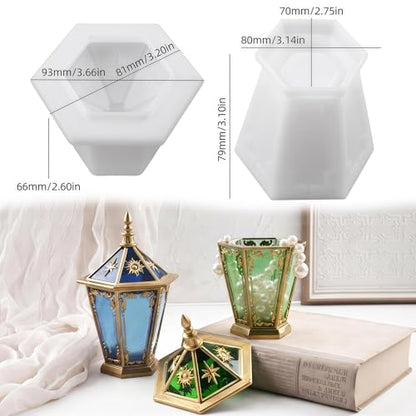 Hexagonal Jar Resin Molds, Jar Silicone Molds with Lid for Epoxy Resin Casting, Storage Jar Mold DIY Jewelry Box, Candle Jars, Gypsum, Resin Craft - color: Hexagonal Jar Mold