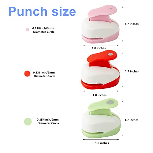 QIQQIKIN Circle Paper Punch Set- 3 Pieces (3mm, 6mm, 9mm),Small Hole Puncher,Shape Cutters for Paper,Craft,Tag Punches,Mini Circular,Crafts Punches,Scrapbooking Crafting,DIY Card Making - size: 3PCS circle 3mm+6mm+9mm