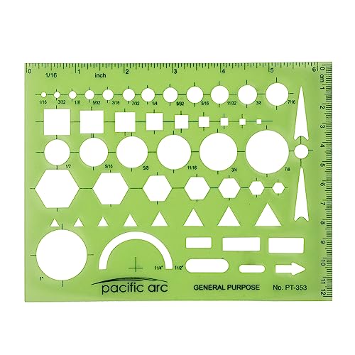 Pacific Arc - General Purpose Template - Drawing Aid Stencil for Professional or School Work - Size 3.87 x 6.5 inch - style: General Purpose