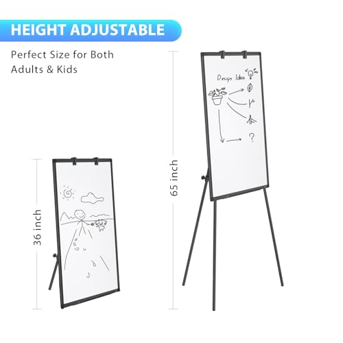 Maxtek Easel Whiteboard 36 x 24, Stand Tripod with Height Adjustable, Black | 3' x 2' Magnetic Dry Erase Surface, Flipchart Stand, Portable Tripod Easel for Office, Teaching, Home and Classroom - style: 36x24 Black