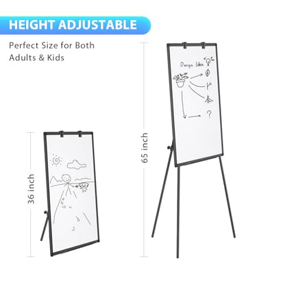 Maxtek Easel Whiteboard 36 x 24, Stand Tripod with Height Adjustable, Black | 3' x 2' Magnetic Dry Erase Surface, Flipchart Stand, Portable Tripod Easel for Office, Teaching, Home and Classroom - style: 36x24 Black