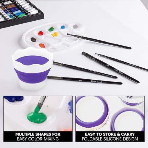 koseibal Kids Acrylic Paint Set with Canvas, Art Supplies Kits for Adults | Art Painting Supplies Kit for Beginners & Adults 18 Vibrant 22ml Acrylic Paint, 6 Canvas Boards, Desktop Easel - color: 18x22ml+Easel-S