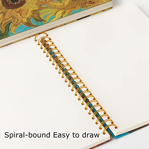 A4 Spiral-Bound Sketchbook，SuyuanArt Sketch Paper Pad, 120 Pages (60sheets) of Premium 160 GSM Smooth Thick Paper, Mixed Media Sketch Book Drawing and Sketching for Kids Adults - color: Sunflowers A4