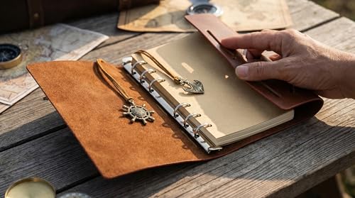 EvZ 7-Inch Refillable A6 Binder Notebook - Premium Vegan Leather Personal Planner, Eco-Friendly Journal with 6-Ring Loose-Leaf System for Writing, Business, and Creative Sketches, Sky Blue - color: Sky Blue, size: 7 Inches