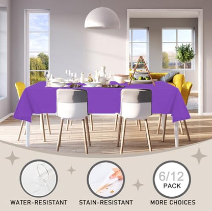 D&Z 12 Pack Purple Disposable Plastic Tablecloth 54"x108" Table Cover - color: Purple, size: 12 Pack 54"×108" Rectangle
