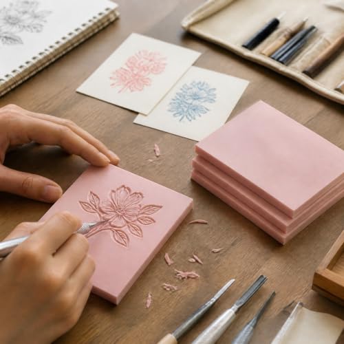 Tosnail 5 Pack Rubber Linoleum Carving Blocks, 6" x 8" Linocut Block for Stamp Making, Printmaking, Engraving, Art and Craft Projects