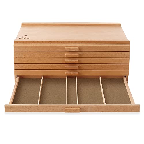 7 Elements 12 Drawer Wooden Artist Storage Supply Box for Pastels, Pencils, Pens, Markers, Brushes and Tools - size: 12-Drawer