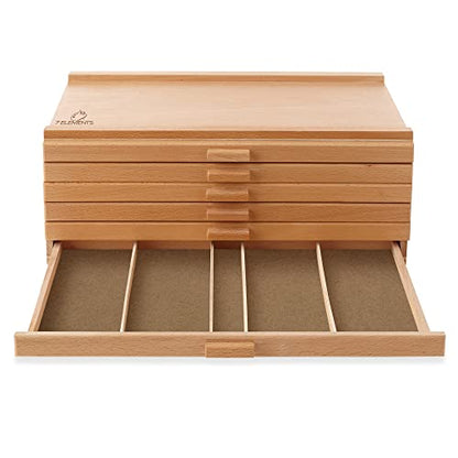 7 Elements 12 Drawer Wooden Artist Storage Supply Box for Pastels, Pencils, Pens, Markers, Brushes and Tools - size: 12-Drawer