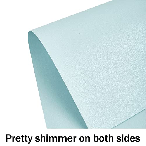 24 Sheets Blue Shimmer Cardstock 8.5 x 11 Metallic Paper | Goefun 80lb Card Stock Printer Paper for Invitations, Weddings, Parties, Showers - color: arctic blue