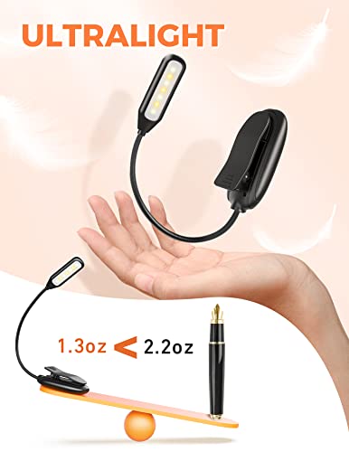 Monotremp Rechargeable Book Lights for Reading at Night, Clip-On 3 Colors - color: Black